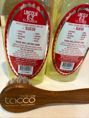 “NWT” 2 Bottles Suede, Leather, Fabric, “Lincoln E-Z Cleaner”+ Cleaning Brush